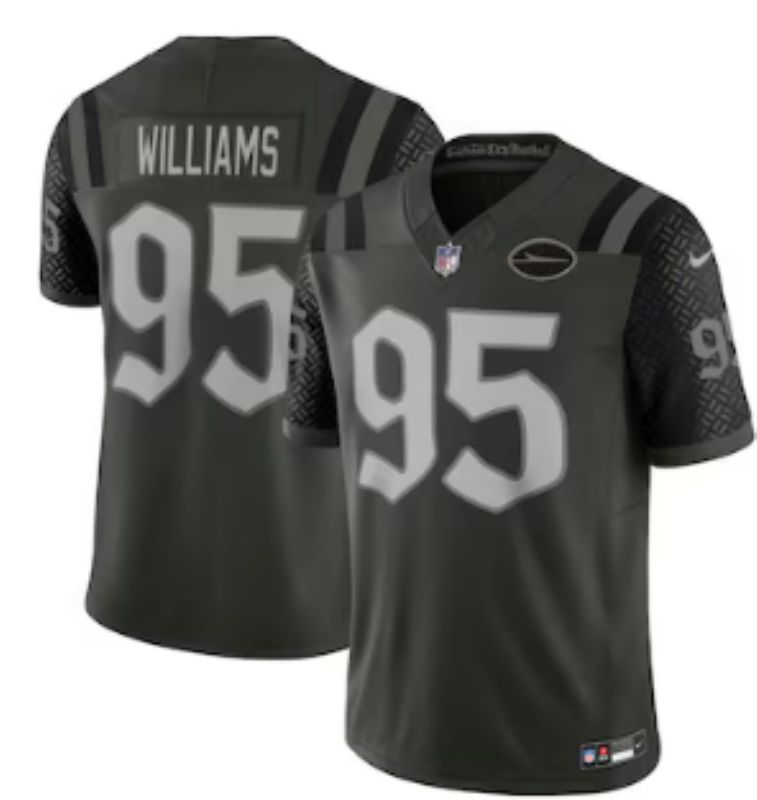 Men 2025 Nike New York Jets #95 Williams green Throwback Limited NFL Jersey style 003-0